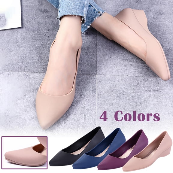 Puntoco Womens Pointed Toe Flats Washable Flats Slip On Ballet Shoes Women Comfort office Low Wedge Purple 9(41)