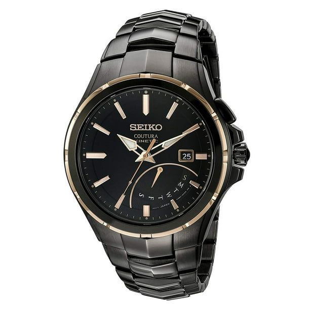 Seiko Seiko Men's SRN066 Coutura Black Dial Black IP Steel Bracelet Power Reserve