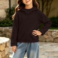 thumbnail image 2 of Girls Solid Color Pullover Hooded Sweatshirt, Draped Cowl‑Neck Long Sleeve Casual Hoodie, Soft Loose‑Fit Kids Tops, 2 of 6