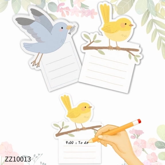 Adorable Bird Themed Lined Sticky Notes Set, Perfect for Office & Craft Projects,100pcs Fun Gift Decoration Message Labels Office Note Markers, Sticky Notes - Multi-Color Notepads for Office