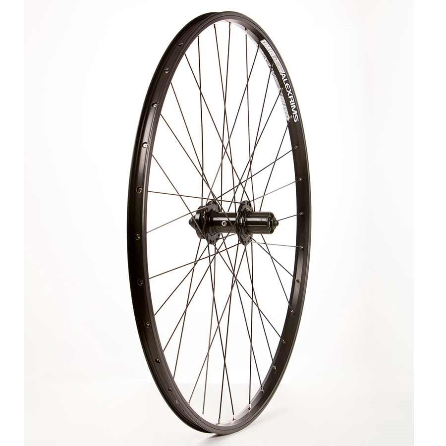 Wheel Shop, Rear 700C Wheel, 32H Black Alloy Double Wall Alex DM18/ Black Formula DC22 QR 8