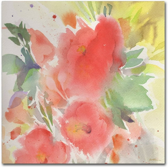 Trademark Fine Art "Trio in Red and Coral" Canvas Art by Sheila Golden