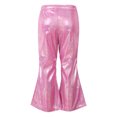 thumbnail image 2 of Haitryli Kids Girls Boys Stage Performance Shiny Flared Pants Elastic Waistband Bronzing Bell Bottom Pants Rose Red 12-14, 2 of 7