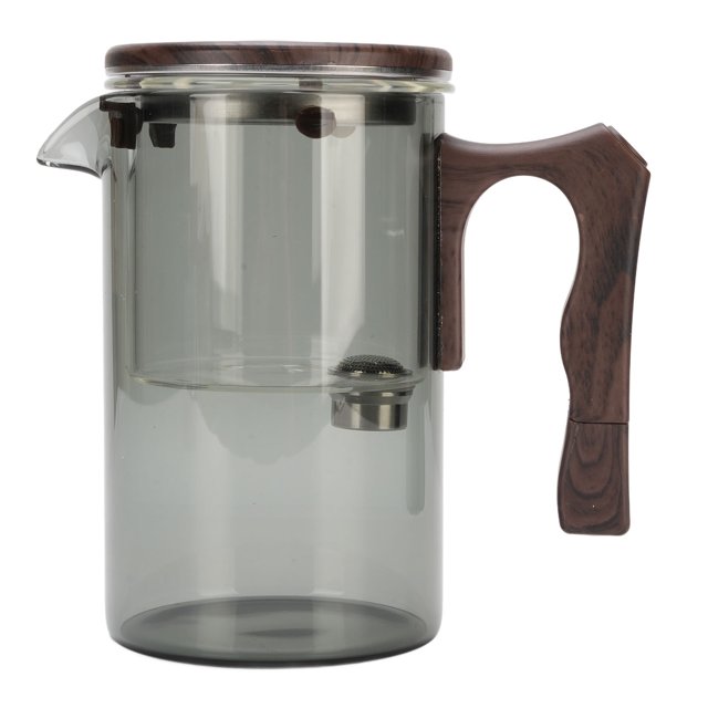 Heatproof Glass Inner Water Separation Technology Borosilicate Tea Pot with Strainer Removable Washable Wooden Handle Leakproof Spout 90 Degree Lid Fine Filtration