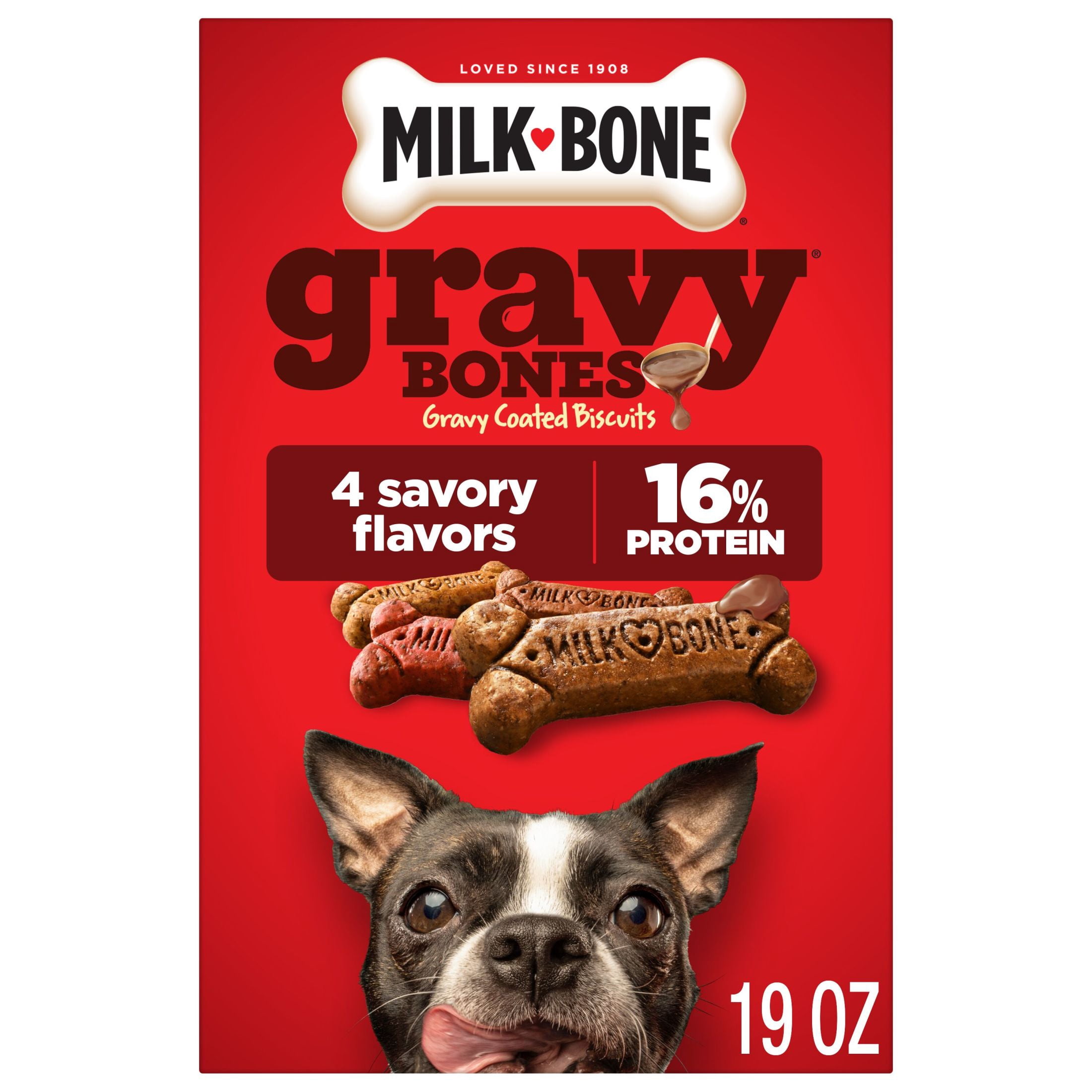 (6 pack) Milk Bone GravyBones Dog Biscuits, Gravy Coated Small Dog Treats, 19 oz Box