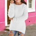 thumbnail image 2 of newwalpole Fall Sweaters for Girls Flannel Fluffy Fuzzy Loose Cozy Long Sleeve Pullover Kids Cute Warm Jumper Sweater White for Size 15-16 Years, 2 of 5