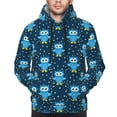 thumbnail image 3 of Zufioo Blue Owl Design Fleece Comfortable Hoodie for Mens,Sweatshirt for Men,Pullover Hooded Sweatshirt for Men -Large, 3 of 5