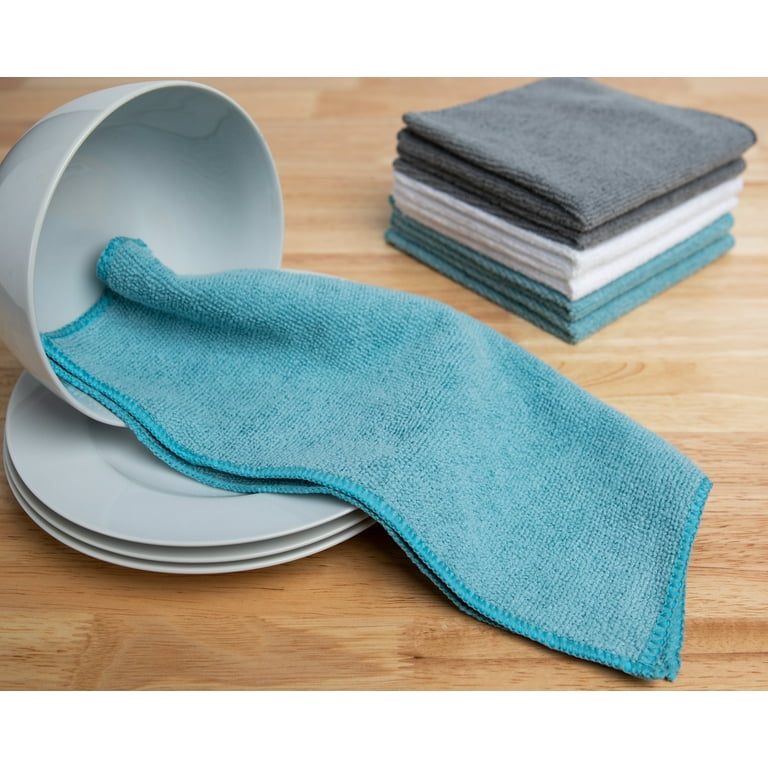 5 Pack Microfiber Kitchen Cloth Dish Towels, Premium Dishcloths, Washing  Dishes, Dish Rags Cleaning Cloths with Scrub Side and Poly Scour Side 5  Color