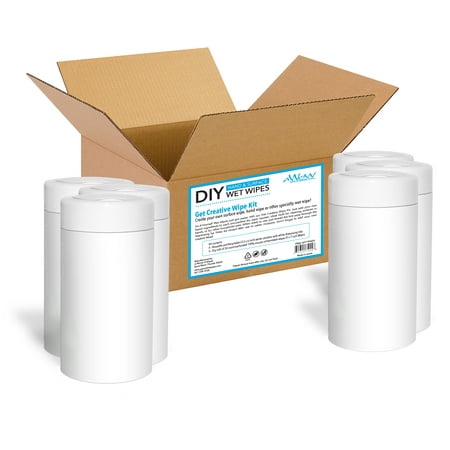 DIY Hand or Surface Wet Wipe, Mix It Up Kit, (50 Dry Wipes X 6 Canisters), 300 Wipes, Made with 100%