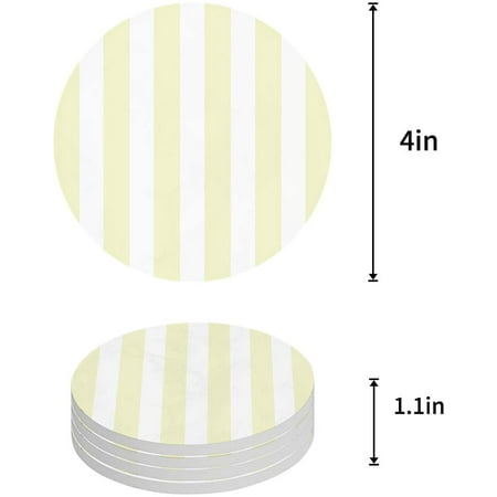 

ZHANZZK Stripe Set of 4 Round Coaster for Drinks Absorbent Ceramic Stone Coasters Cup Mat with Cork Base for Home Kitchen Room Coffee Table Bar Decor
