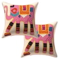 thumbnail image 1 of Stylo Culture Indian Couch Throw Pillow Covers 16x16 Applique Patchwork Baby Pink Bohemian 40 x 40 cm Bedroom Cotton Elephant Square Cushion Covers | Set Of 2, 1 of 4