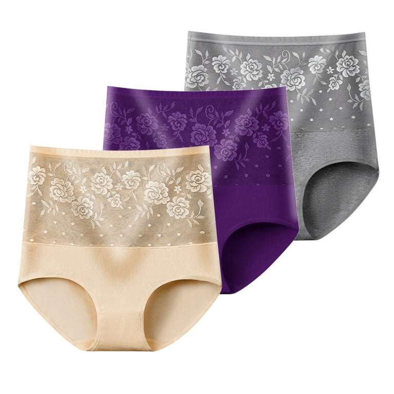 Spdoo Womens Underwear, Soft Cotton High Waist Breathable Rose Jacquard  Briefs Panties for Women 3 Pack