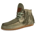 thumbnail image 1 of Kcodviy Bottes pour Femmes Bottines pour Femmes Bottes Rétro en Suède Fausse Vache pour Femmes Cuir à Franges Bout Rond Bottes Épaisses pour Femmes Bottines Chaussures Décontractées, 1 of 3