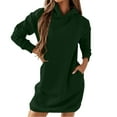 thumbnail image 2 of LEKDFST Womens Oversized Hoodie Extra Long Hooded Tunic Sweatshirt with Pockets Casual Solid Long Sleeve Tunic Dress Green XL, 2 of 6