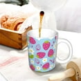 thumbnail image 3 of Yiaed Strawberry And Flowers Print Ceramics Coffee,Large Handle Design,Extra Large Tea and Coffee Cup for Office and Home Mugs, 3 of 6