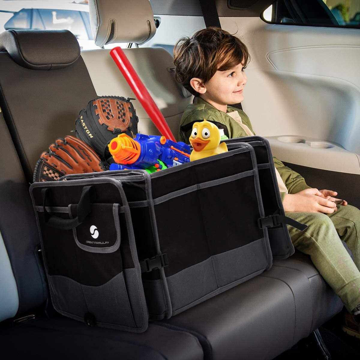 Large Trunk Organizer with Insulated Leakproof Cooler, Collapsible Trunk Organizer for Groceries with Non Slip Bottom Strips, Car Trunk Organizer for Vehicle Sedan, Suv, Truck,Van