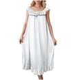 thumbnail image 5 of Plus Size Sleepwear New Womens Pajamas Cute Summer Nightgowns Satin Silk Sleeveless Pajama Dress Trendy Round Neck Sleep Shirts White One Size, 5 of 8