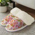 thumbnail image 4 of Chririnla Hippie Flowers Print Women House Slippers Fuzzy House Shoes Casual Warm Indoor Slippers Warm Bedroom Shoes with Anti-Skid Sole, 4 of 7