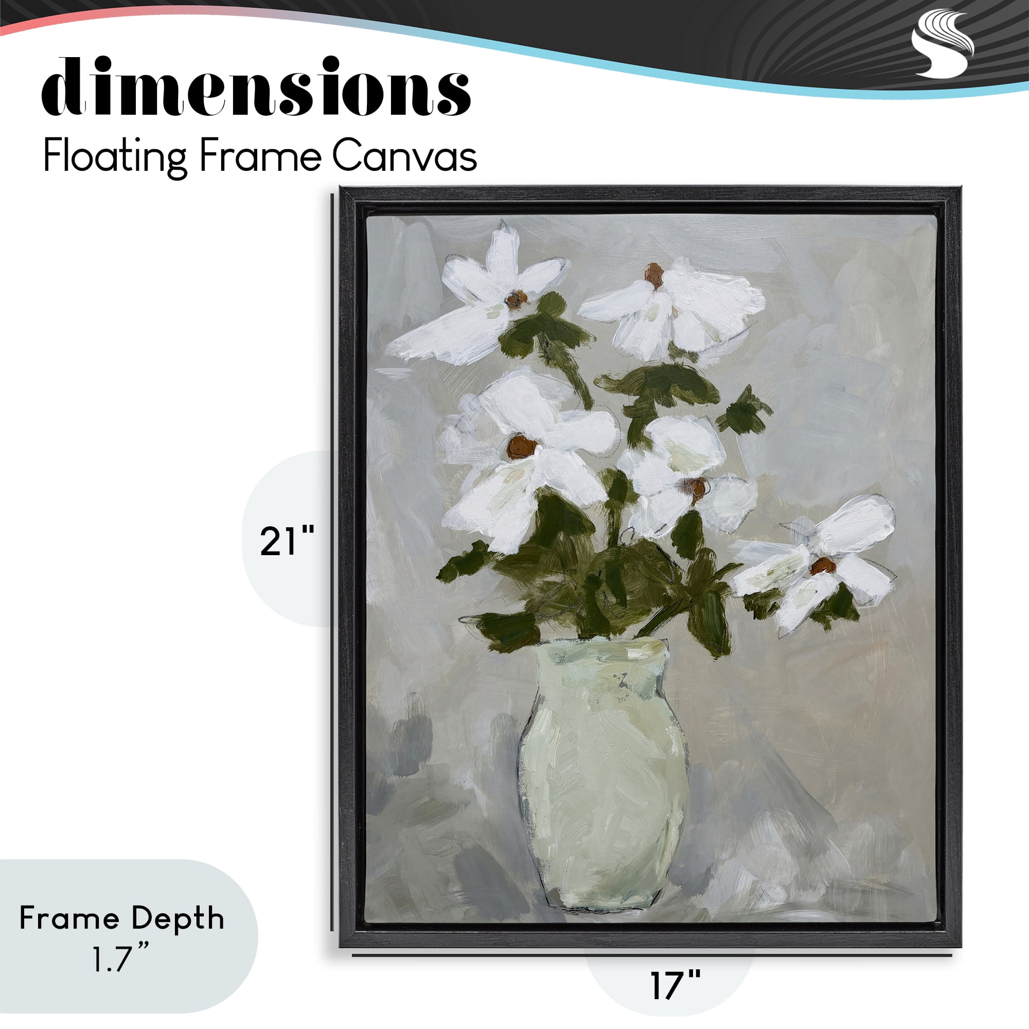 Stupell Industries Cosmos Flowers Serene Rustic Vase Black Framed Floater Canvas Wall Art, design by Chloe Elliot