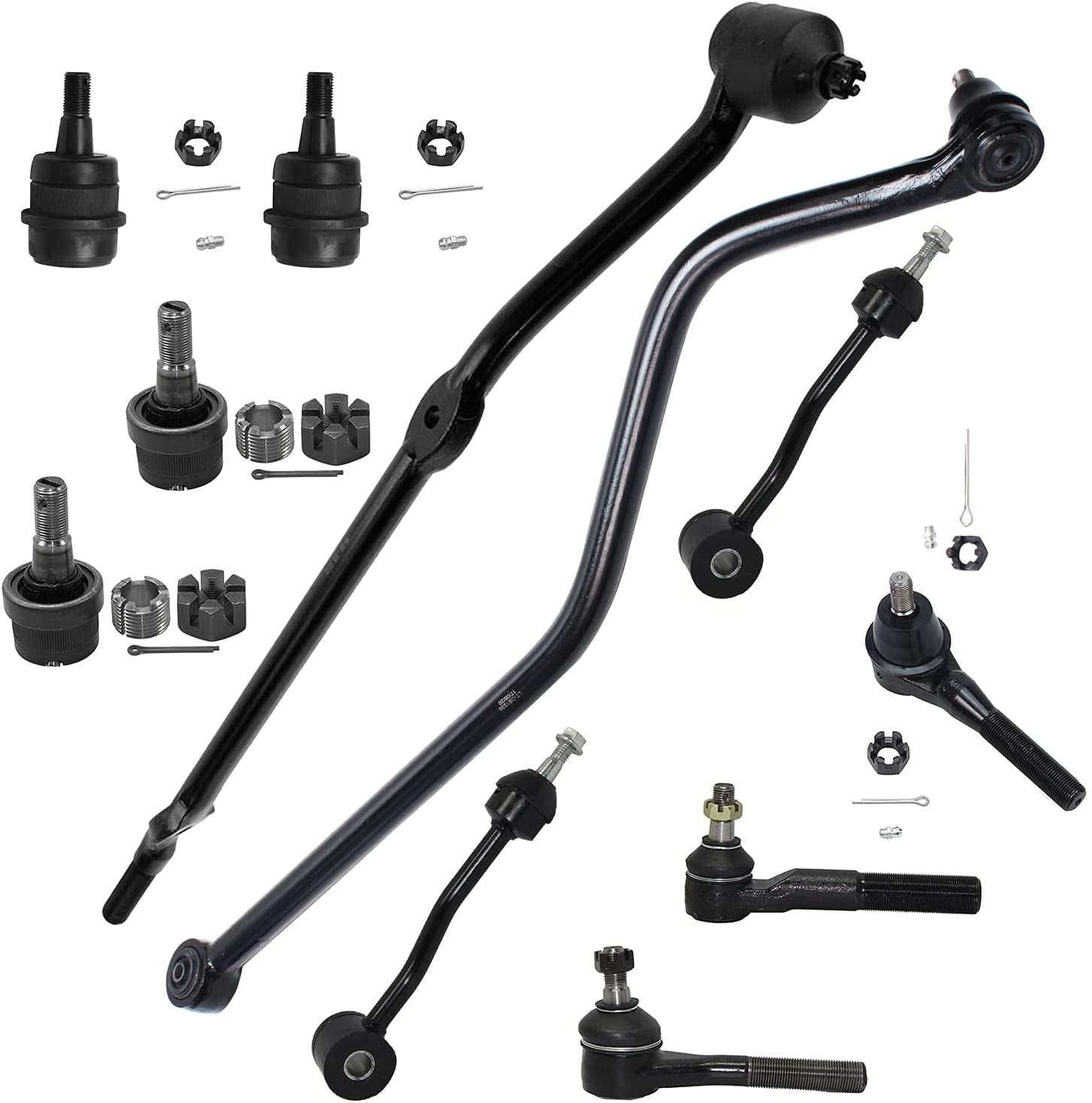 used like new - Detroit Axle - Front Outer Tie Rods + Sway Bars+ Upper  Lower Ball Joints Replacement for 1997-2006 Jeep Wrangler TJ - 11pc Set -  
