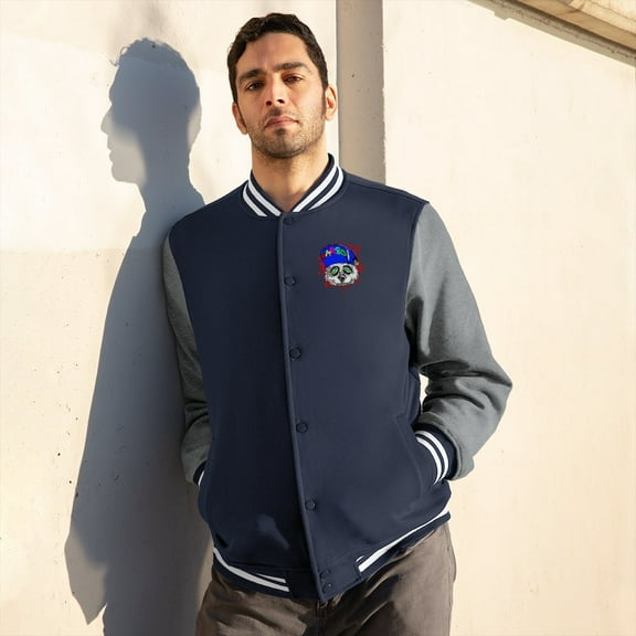 Xarbo Panda Embroidery Varsity Jacket