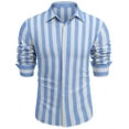 thumbnail image 3 of COOFANDY Men's Casual Shirt Long Sleeve Casual Button Down Shirt for Men Summer Beach Wedding Shirt Blue Strip S, 3 of 4
