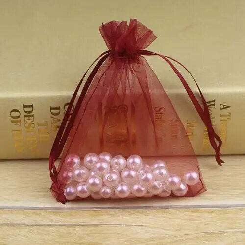 Bolsas de Organza con cordón, embalaje de joyería, regalo, Navidad, boda, cumpleaños, envío gratis, 5x7, 7x9, 9x12, 10x15cm, 500 unidades