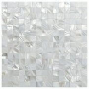 Art3d Square White Seamless 12 in. x 12 in. Mother of Pearl Tile (1-Pack)