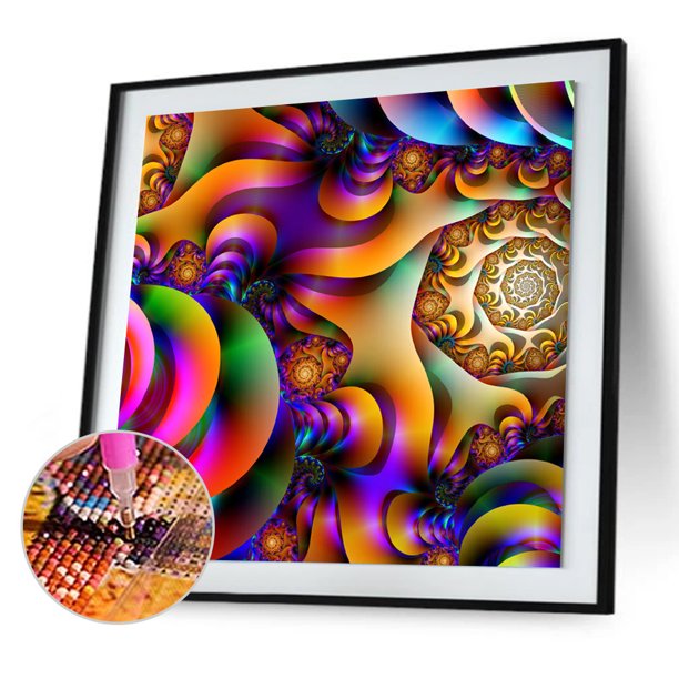 Cuadros Decorativos Kit de bordado de punto de cruz de pintura de diamante de taladro completo 5D DIY (Abstract07) Likrtyny embutido en tela