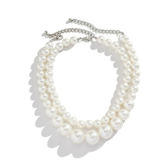 BAYAIXZ Layered Pearl Choker Necklace for Women Pearl Beaded Necklace White Faux Pearl Strand Necklace Dainty Jewelry Gift for Women Simple Bridesmaid Jewelry Gifts (White,One Size)
