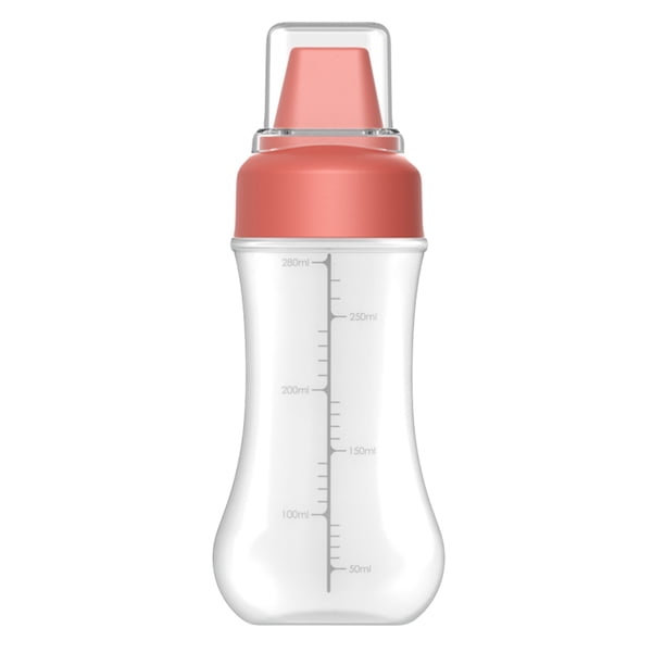 Botella de plástico de 5 orificios con tapa apretable y dispensador de jarabe.