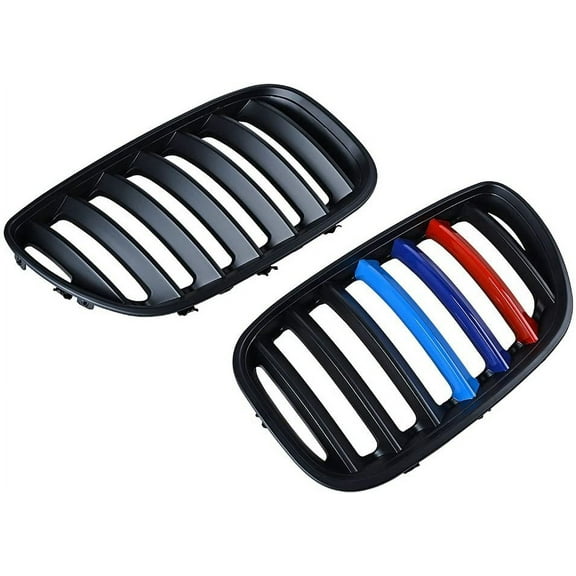 Front Kidney Grille Grill Matte Black M-Color for BMW 2004- 2006 E53 X5 LCI (Facelit Models)