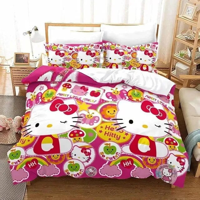 Hot Hello Kitty Comforter Cover Set Bedding Set Digital Printed Bedding Suit EU/US Size Spring Comfortable Household Supplies