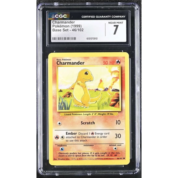 Graded 1999 Pokemon Base Set Charmander 46/102 CGC 7 English #46/102