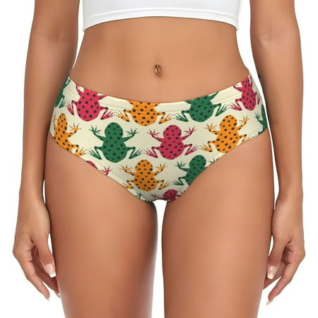 Naloa Colorful Frogs Womens No Show Cotton Underwear Mid-High Waisted Soft Ladies Panties Strech Breathable Briefs -Large