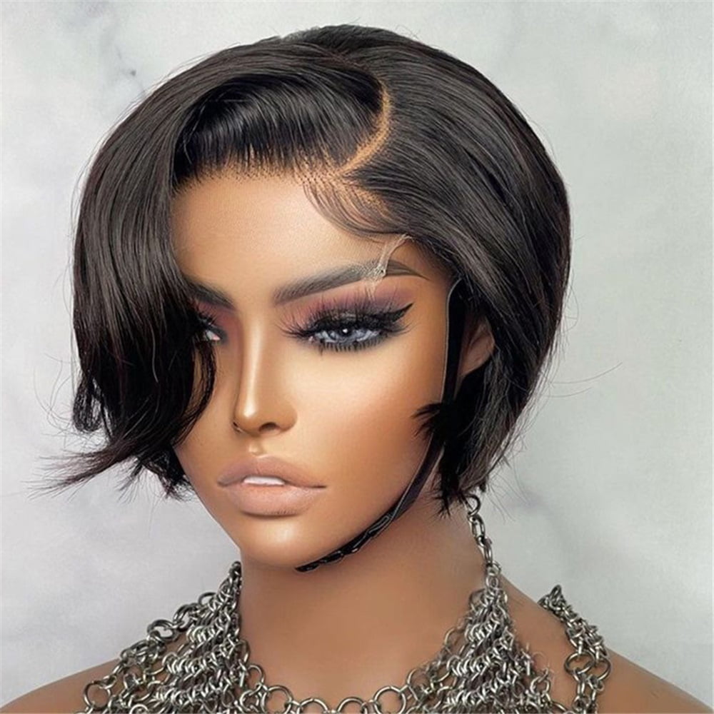Short Human Hair Wigs Straight Remy Brazilian Transparent Straight Bob Human Hair Wigs for Black Women