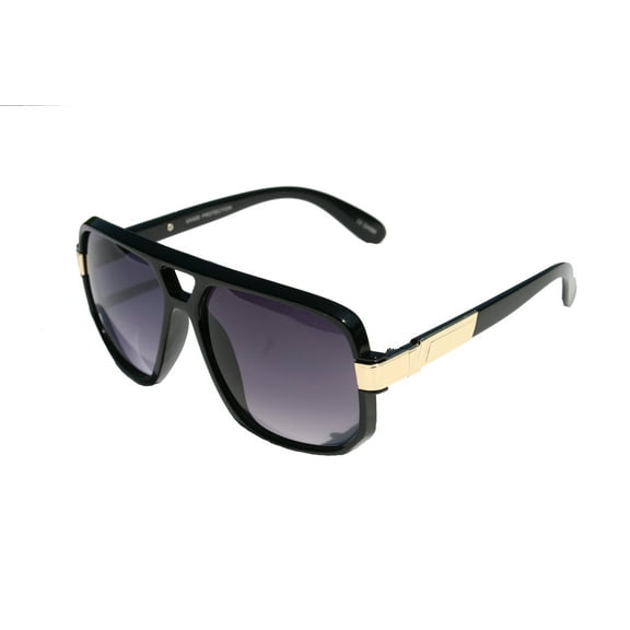 V.W.E. Classic Square Frame Plastic Flat Top Aviator Glasses /w Metal Trimming and Sunglasses