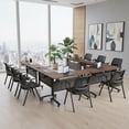 thumbnail image 7 of 47.2" Conference Table, 2 Pack Foldable Flip Top Modular Table with Silent Lockable Wheels, Space-Saving Mobile Training Desk for Office, Classroom & Meeting Spaces, Walnut, 7 of 7