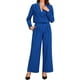 thumbnail image 1 of INSPIRAR CHIC Conjunto de 2 Piezas para Mujeres, Chaqueta Cortada con Solapa de Negocios y Pantalones de Pierna Ancha, Trajes de Trabajo S Azul, 1 of 6