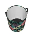 thumbnail image 3 of Balery Green Tropical Leaves Round Laundry Basket with Handles Waterproof Freestanding Laundry Hamper for Clothes Toys in the Dorm and Family-Small, 3 of 8