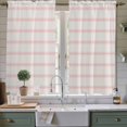 thumbnail image 2 of Pink Striped Kitchen Curtains, Rustic Pink Stripe Modern Art Beige Light Filtering Window Curtain Panels, 2Pcs Rod Pocket Window Treatments Set for Living Room Bathroom Bedroom 42x63 Inches, 2 of 9