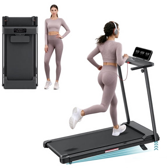 HaHbHc Foldable Walking Pad with Handlebar & Incline, 3.5hp Under 45dB, 0.6-10 mph Treadmill, 12 Programs 400 lbs, LED Display, Home & Office