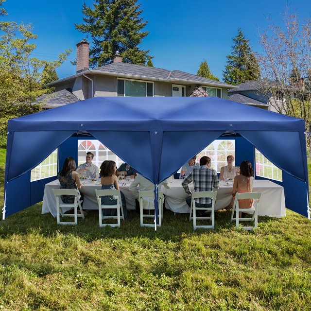 Zimtown Fácil Pop-up Carpa Cenador con Dosel para Fiesta con 6 Paredes 10' x 20' Exterior Azul