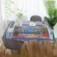 thumbnail image 3 of Yayeee Tablecloths 54" x 54" Rectangle Wrinkle Resistant Party Table Cover, Blue Floral Window, 3 of 8