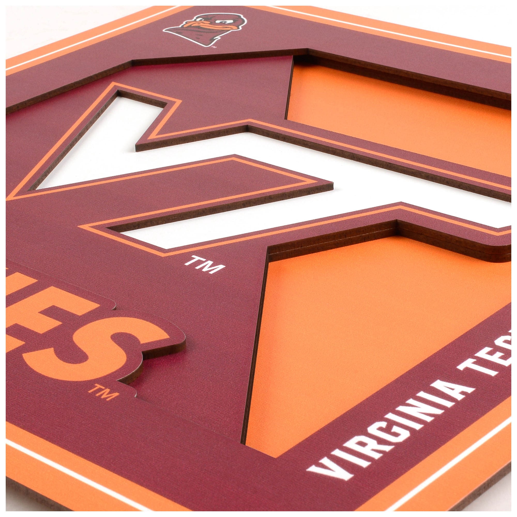 YTFNCVirginiTechHokie3DLogoerieWllrt12X12