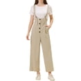 thumbnail image 1 of INSPIRE CHIC Combinaison Salopette Droite pour Femme à Boutons devant, Taille Haute, Ceinturée, m Beige, 1 of 6