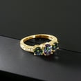 thumbnail image 3 of Gem Stone King 2.22 Ct Oval Green Mystic Topaz 18K Yellow Gold Plated Silver Moissanite Ring (Size 9), 3 of 4