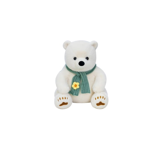 Polar Bear Stuffed Animal Colorful White Plush Teddy Bear Soft Companion for Young and Young Nursery Decor Student First Birthday Gift Valentines Present for Friends