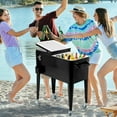 thumbnail image 3 of 80 Quart Outdoor Cooler Cart Rolling Ice Cooler Ice Chest with Wheels Portable Drink Cooler for Parties, Poolside, Patio, BBQ Beach（Black）, 3 of 10