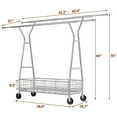 thumbnail image 4 of EnHomee 625LBS Heavy Duty Clothes Rack, Double Rod Clothing Rack with Wheels, 70"H Adjustable Garment Rack with Metal Basket, 4 of 8